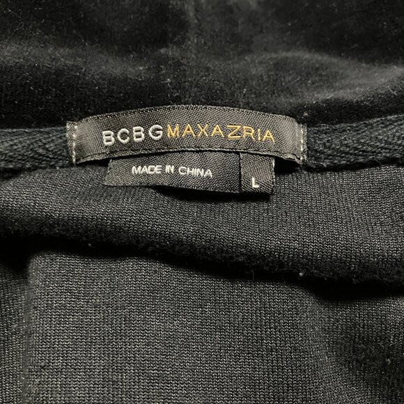 BCBG Maxazria Black Velour Hoodie With Green Butterflies, Size Large, Full Zip - Picture 13 of 13
